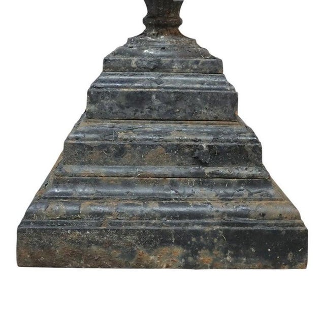 Metal Antique Fiske School Cast Iron Garden Urn C1890 For Sale - Image 7 of 9