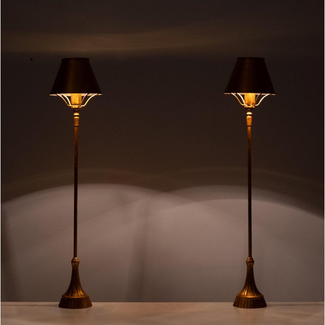 Gold Leaf Table Lamps, France, 1970s, Set of 2 For Sale - Image 6 of 13
