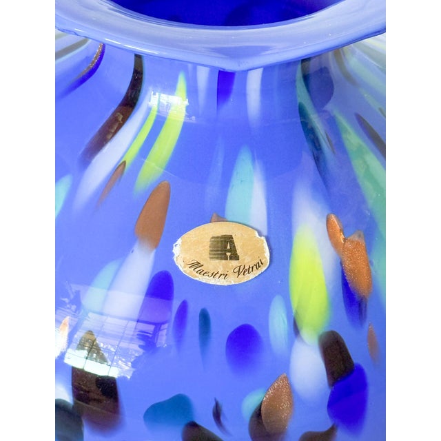 Mid 20th Century Mid Century Studio Azzurra Maestri Vetrai Italy Mouth Blown Art Glass Vase For Sale - Image 5 of 8