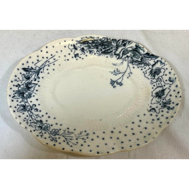 Antique Sampson Hancock Aesthetic Movement Small Covered Tureen With Drip Plate in the Blue Poppy Floral Pattern From England - Circa 1885 For Sale - Image 9 of 12