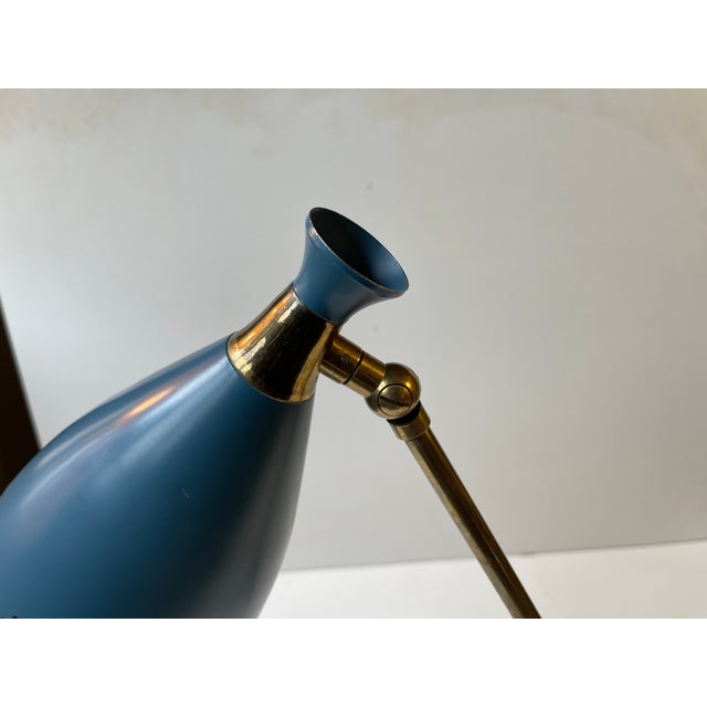 Teal Midcentury Modern Teal Blue Diablo Table Lamp from Solbergs Fabrikker, 1950s For Sale - Image 8 of 14