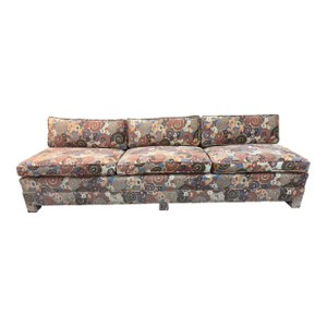 Custom Made Armless 3 Seat Sofa With Jack Lenor Larsen Samarkand Fabric C1970