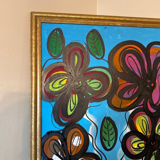 1970s Peter Keil Flowers Abstract Painting ~ Framed For Sale In Atlanta - Image 6 of 11