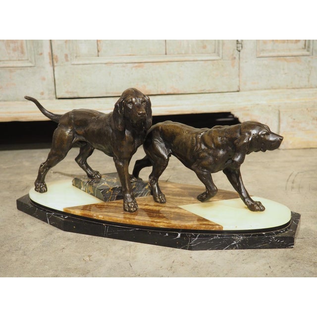 1930s A French 1930s Hunting Dog Group on Marble Base For Sale - Image 5 of 18
