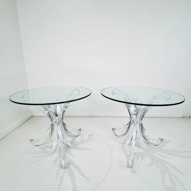 Glass Coco Chanel Style Sheaf of Wheat Side Tables - A Pair For Sale - Image 7 of 9