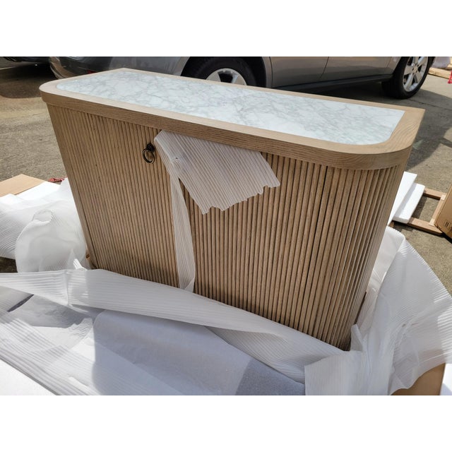 Wood Set of 2: Two-Door Demilune Credenzas, Finish - Biscotti For Sale - Image 7 of 10