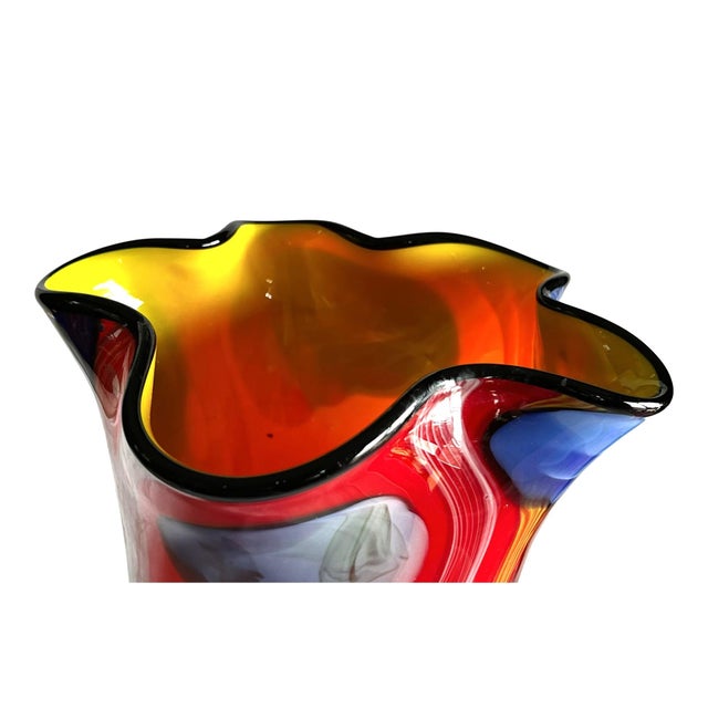 Brilliant Modern Art Glass Vase in Murano Style For Sale - Image 15 of 18