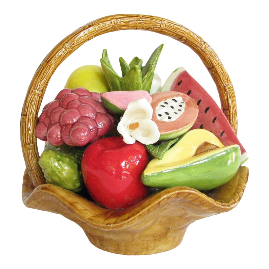 Vintage Ceramic Mixed Tropical Fruit Basket Centerpiece Chairish