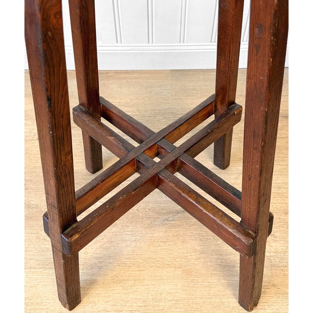 Antique Arts & Crafts Wood Octagonal Plant Stand Table For Sale - Image 9 of 10