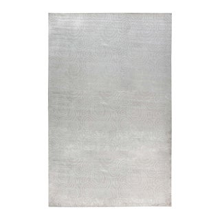 Contemporary Camelia Silver and White Handmade Silk Rug by Doris Leslie Blau For Sale