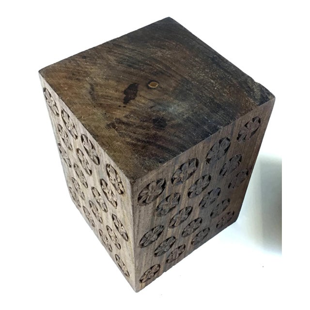 Wood 1920s Solid Heavy Wood Carved Covered Box For Sale - Image 7 of 12