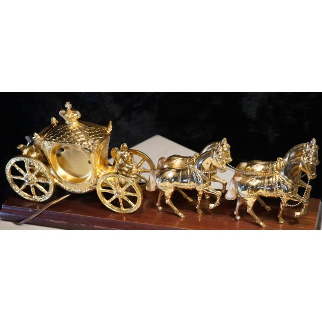 Antique Solid Brass Horse And Carriage Clock By United C1940s Figurines