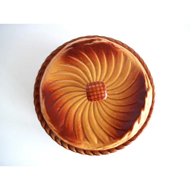 French Provincial Antique French Trompe l'Oeil Puff Pastry Brown Faience Terrine For Sale - Image 3 of 13