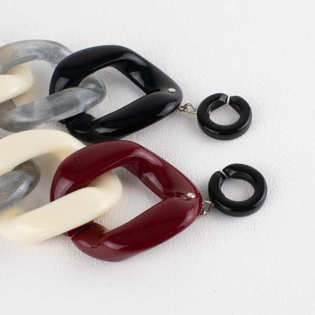 Angela Caputi Italy Choker Necklace Massive Silver, Black, Red Resin Chain For Sale - Image 9 of 9