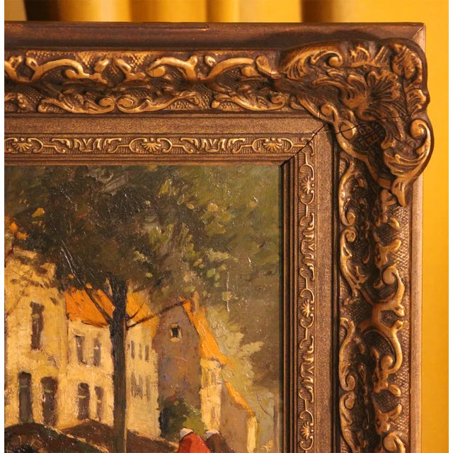 Christiaan Soer, Town Scene with Bridge, 1920s, Oil on Canvas, Framed For Sale - Image 7 of 9