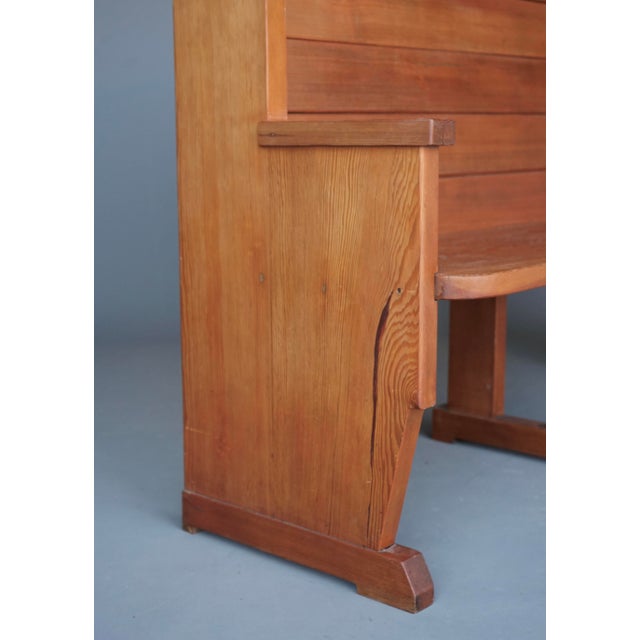Vintage Dutch Pine Church Bench, 1930s For Sale - Image 10 of 13