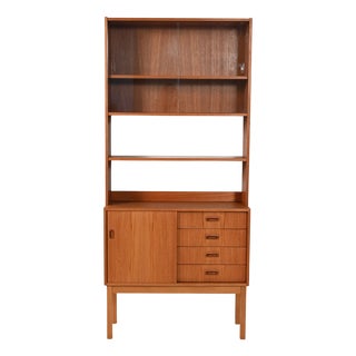 Scandinavian Teak Bookcase with Display Cabinet, 1950s For Sale