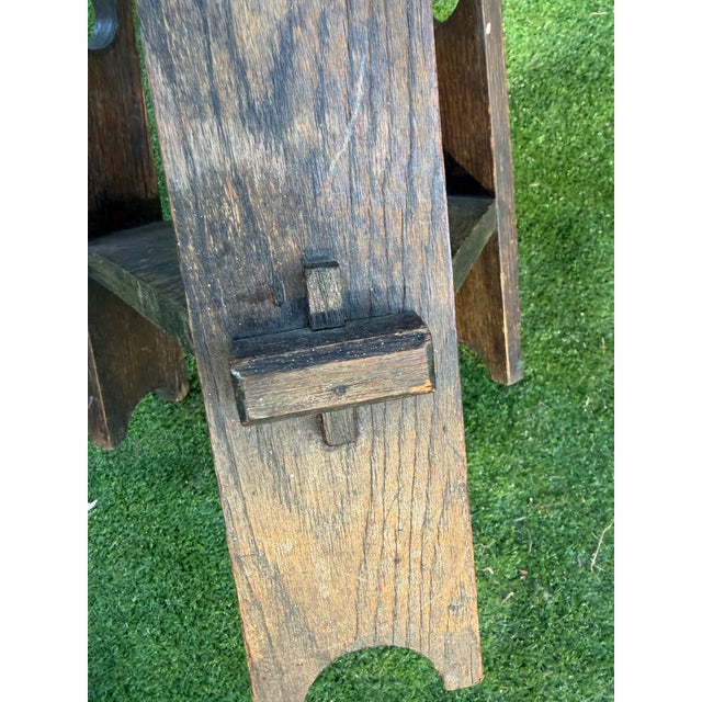 Antique Arts and Crafts Two-Tiered Side Table Tabouret or Plant Stand in the Manner of Gustav Stickley For Sale - Image 12 of 12