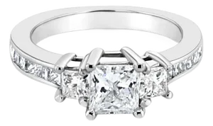 Princess Cut Three-Stone Diamond Ring 1.31cttw 14k White Gold, Size 6