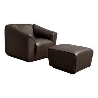Set of DS-47 Lounge Chair and Ottoman in Buffalo Leather from de Sede, Switzerland, 1990s For Sale