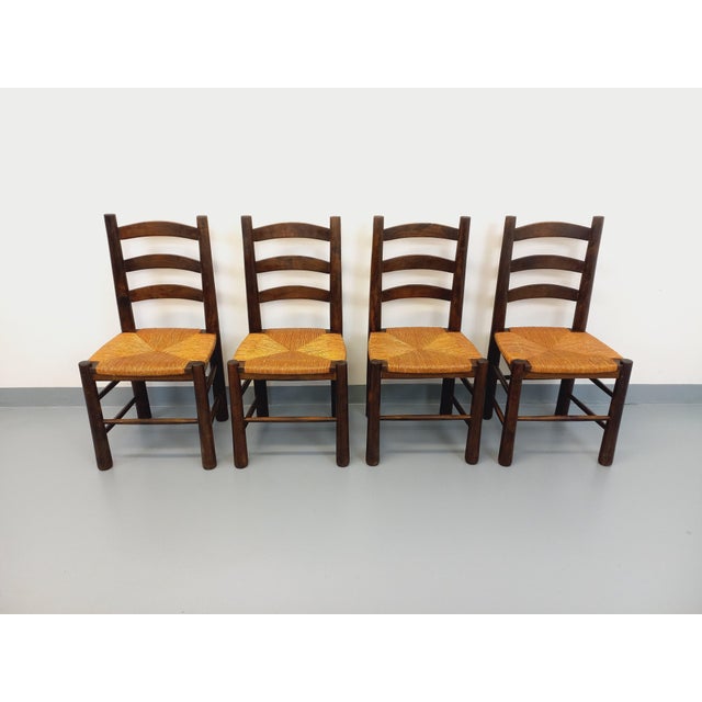 Wood Vintage Brutalist Chairs by Georges Robert, 1960s, Set of 4 For Sale - Image 7 of 18