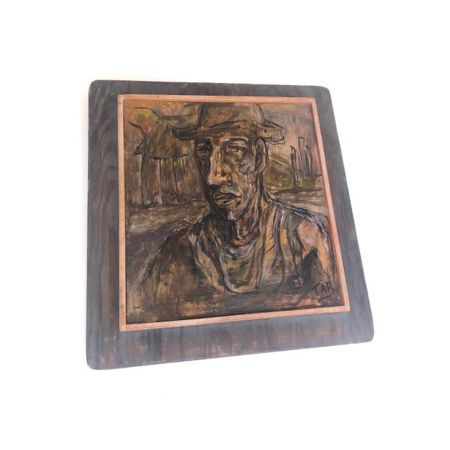 American Mid 20th Century “The Hired Man” Expressionist Figurative Oil Painting by Thomas Reany, Framed For Sale - Image 3 of 9