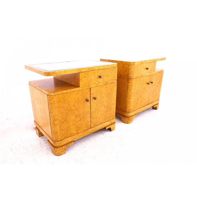 Brown Vintage Polish Art Deco Nightstands, 1930, Set of 2 For Sale - Image 8 of 12