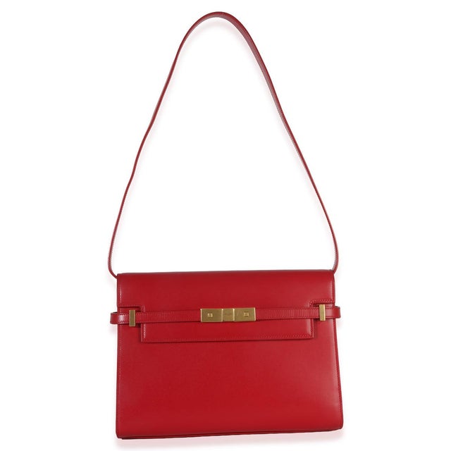 Red Red Calfskin Medium Manhattan Shoulder Bag For Sale - Image 8 of 9