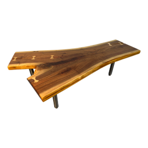 Late 20th Century Handcrafted Live Edge Walnut Coffee Table With Butterfly Inlays