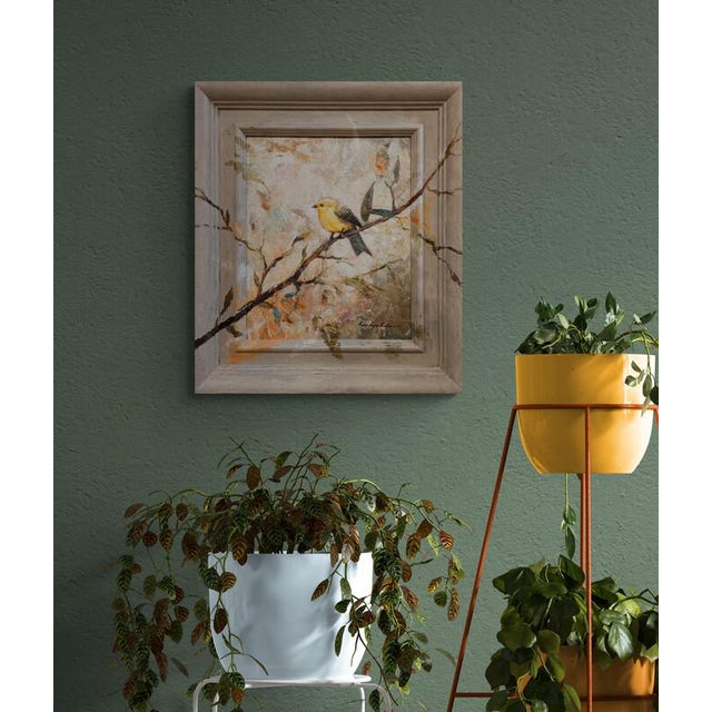 Medium Sized Framed Canary Painting on Canvas. For Sale - Image 4 of 7