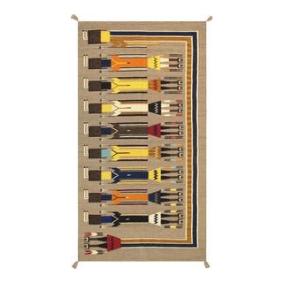 Pasargad Home Navajo Style Wool Rug- 4' 2" X 7'10" For Sale