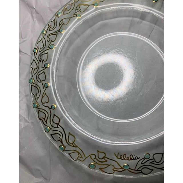 Italian Gold Green Stones Glass Plate by Maria Giacomella Simeoni Velelia Made in Rome For Sale - Image 3 of 4