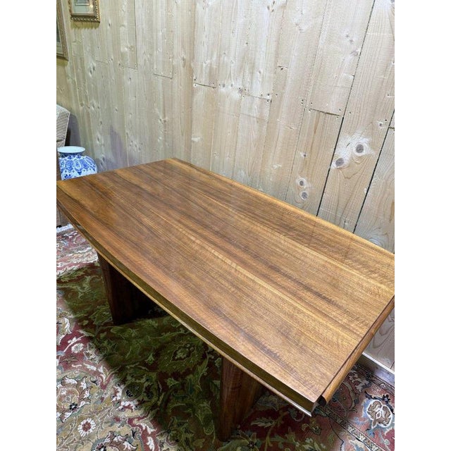 Brown Art Deco Dining Table in Walnut Veneer with Two Extensions For Sale - Image 8 of 10