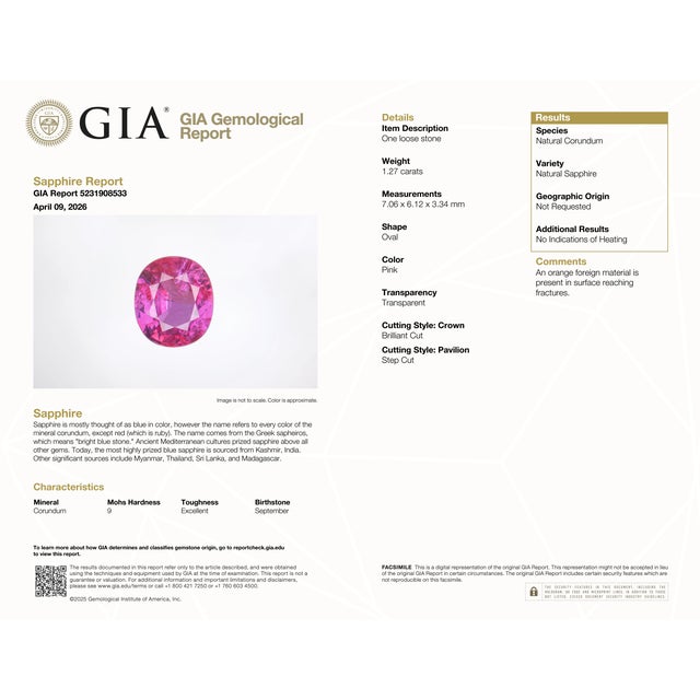 A GIA-certified natural pink sapphire glows in a soft, romantic pink at the center of this solid 14K yellow gold ring,...