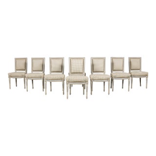 Set of Eight French Louis XVI Style Painted Dining Chairs, Early 20th C For Sale