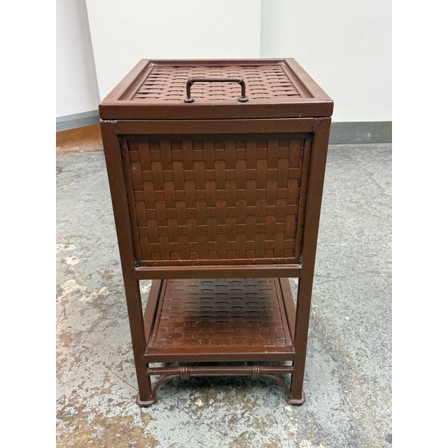 Rust Painted Metal Woven File Storage Chest, Vintage For Sale - Image 4 of 12