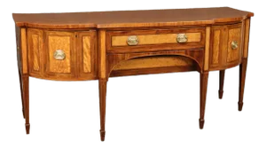 Massive Satinwood and Walnut English George III Period Sideboard Buffet 1820s
