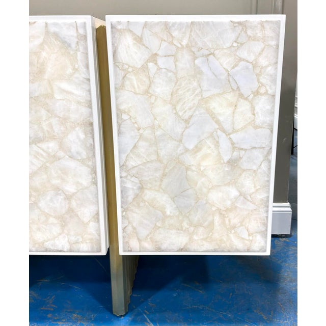 Modern Baker Modern Quartz White and Brass Kira Credenza For Sale - Image 3 of 5