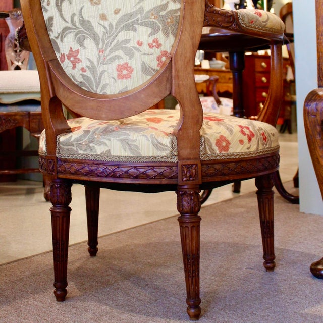 Wood Finely Carved Louis XVI Style Armchairs - A Pair For Sale - Image 7 of 11