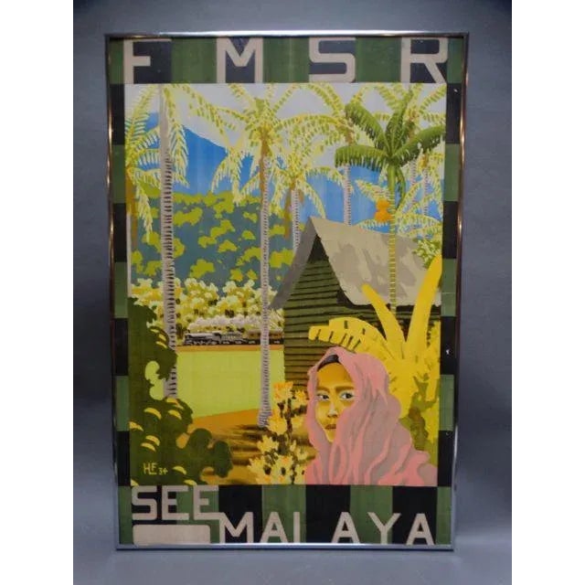 Printmaking Materials 1930s Vintage Malaya Railway Poster For Sale - Image 7 of 7