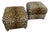Large Vintage Leopard Print Ottoman Poufs on Castors - A Pair For Sale