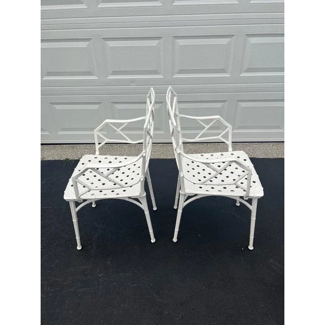 Pair of White Faux Bamboo “Calcutta” Chairs by Brown Jordan For Sale - Image 14 of 18