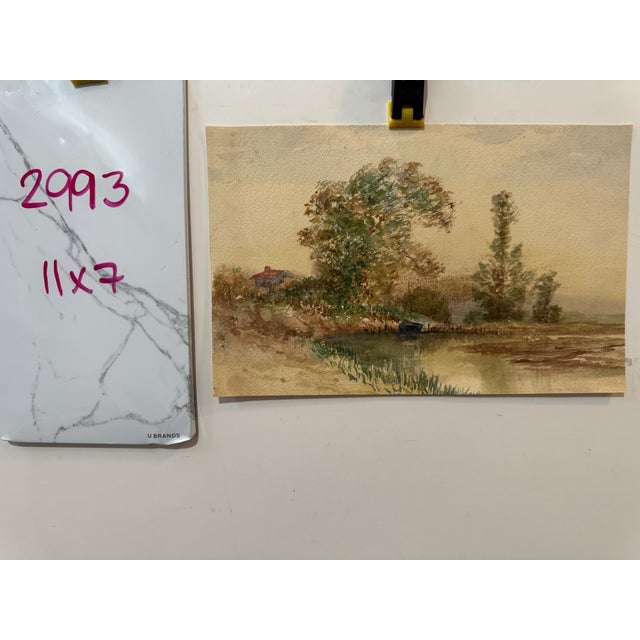 Early 20th Century Attributed to Frank Henry Mason Riverside House Trees Original Watercolor Landscape For Sale In Atlanta - Image 6 of 6