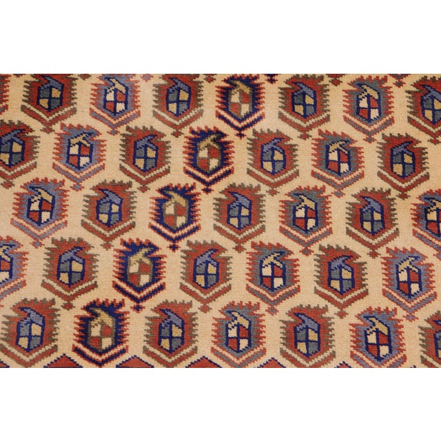 1980s Boho Chic Vintage Shirwan Beige/Blue Wool Rug - 7'3''x10'2'' For Sale - Image 5 of 10