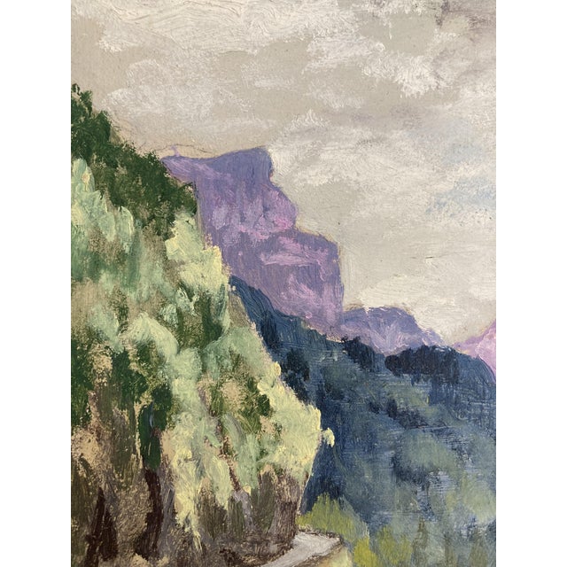 Henry d'Avesnes, Landscape with the Mauve Mountains, Oil on Cardboard, 1950s For Sale - Image 11 of 17