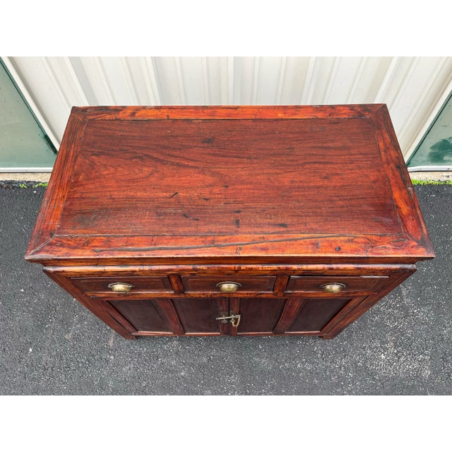 Brown Antique Chinese Rosewood Chest of Drawers or Cabinet- Early 1900s For Sale - Image 8 of 12
