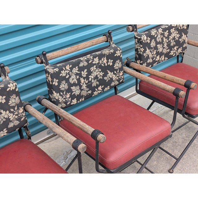 1970s Set of 3 Vintage Cleo Baldon Style Iron Dining Chairs, c.1970s For Sale - Image 5 of 9