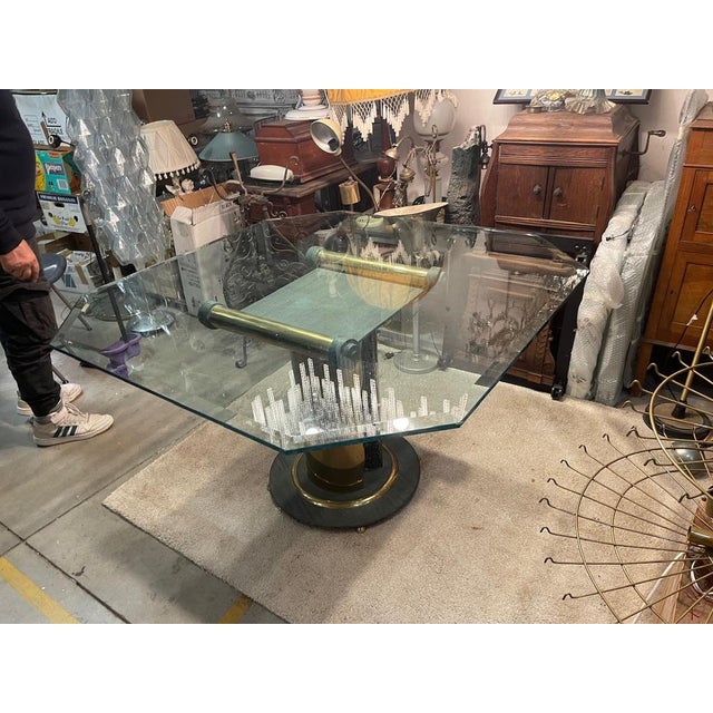 Mid-Century Italian Crystal Brass Dining Table, 1970s For Sale - Image 6 of 18