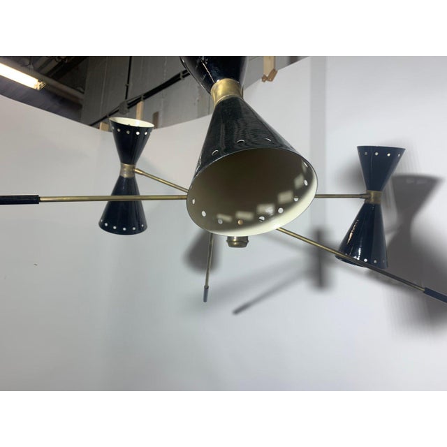 Black Italian Adjustable Brass Chandelier, 1950s For Sale - Image 8 of 11