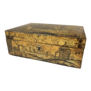 18th C. Penwork Decorated Box For Sale